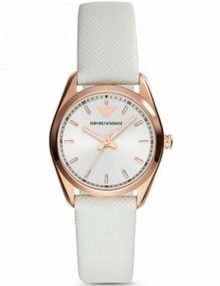 Emporio Armani AR6033 Sportivo Rose Gold Steel White Leather