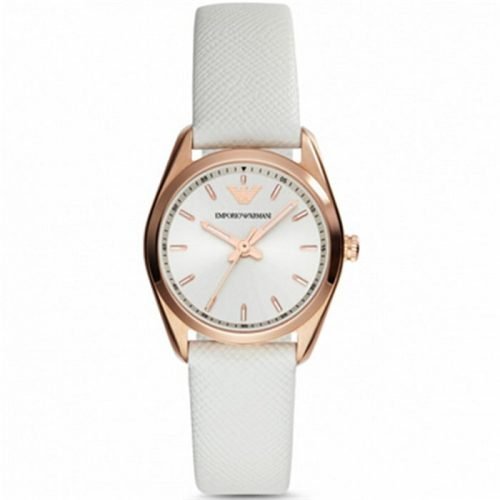 Emporio Armani AR6033 Sportivo Rose Gold Steel White Leather