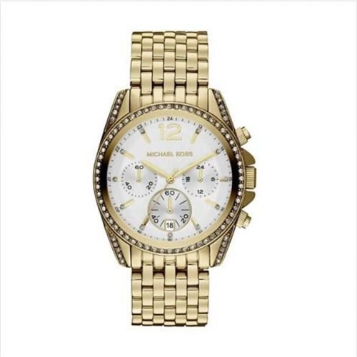 Michael Kors MK5835 Pressley Chronograph White Dial Gold-tone Ladies Watch