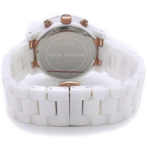 Michael Kors MK5269 Women's White Ceramic Link Bracelet Quartz Chronograph Two Tone Crystal