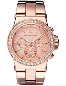 Michael Kors MK5412 Watches Ladies Dylan Glitz Chronograph Rose Gold Dial Watch