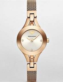 Emporio Armani AR7362 Classic Quartz Silver Dial Rose Gold Tone Stainless Steel Watch