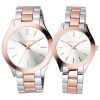 NEW Michael Kors MK3204 Silver Dial Two Tone Mens Womens Set Watch