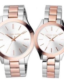 NEW Michael Kors MK3204 Silver Dial Two Tone Mens Womens Set Watch