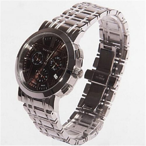 Burberry BU1391 Heritage Gents Brown Dial Stainless Steel Chronograph Watch