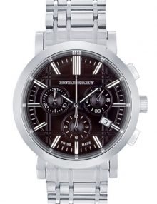 Burberry BU1391 Heritage Gents Brown Dial Stainless Steel Chronograph Watch