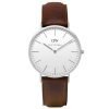 Daniel Wellington 0209DW Bristol Unisex Silver 40mm Watch with Leather Band