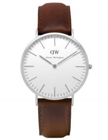 Daniel Wellington 0209DW Bristol Unisex Silver 40mm Watch with Leather Band