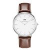 Daniel Wellington 0210DW Cardiff Unisex Silver 40mm Watch Brown Leather Band
