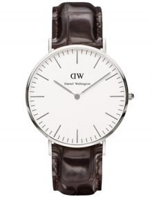 Daniel Wellington 0211DW York Classic Silver Watch Black Leather Band Unisex Watch