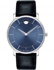 Movado 606846 Slim Blue Classic Womens Watch with Leather Band