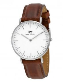 Daniel Wellington 0607DW St. Andrews Unisex Classic White Watch with Brown Leather Band 36mm