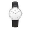 Daniel Wellington 0608DW Sheffield Unisex Classic White Dial Watch with Black Leather Band 36mm