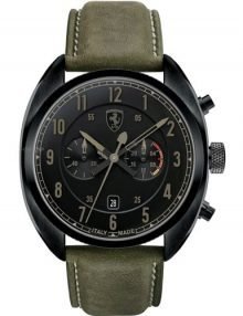 Scuderia Ferrari 0830146 Limited Edition Formula Italia Mens Green Leather Strap Black Dial Watch