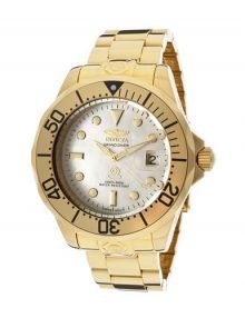 Invicta 13939 Men's Pro Diver Automatic Mother-Of-Pearl Dial 18k Gold Ion-Plated Stainless Steel Watch