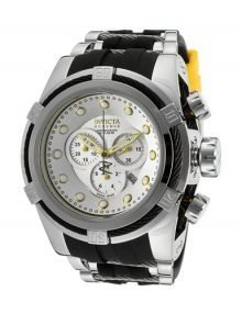 Invicta 14073 Men's Bolt Reserve Chronograph Silver Dial Black Polyurethane Watch