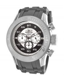 Invicta 14972 Men's Pro Diver Chronograph Silver Black Dial Grey Silicone Watch
