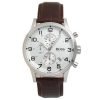 Hugo Boss 1512447 Mens Silver Dial Chronograph Watch with Brown leather Band