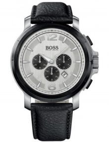 Hogo Boss Black leather Sliver Dial Mens Watch 1512456 $219.95 - designerswatch.Com