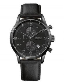 Hugo Boss 1512567 Mens Black Dial & leather Strap Chronograph Watch