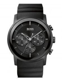 Hugo Boss Mens Rubber Strap Black Dial Chronograph Watch 1512639