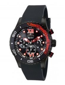 Invicta 7507 Signature II Chronograh Black Dial Black Polyurethane Mens Watch