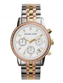 Michael Kors MK5650 Ritz Chronograph Tri-Tone Stainless Steel Bracelet Womens Watch with Crystal