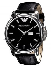 Emporio Armani AR0428 Mens Black watch with leather band