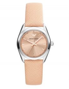 Emporio Armani AR6032 Ladies Classic Peach Saffiano Strap Quartz Watch