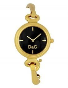 Dolce & Gabbana DW0393 Ladies Black Dial Gold Stainless Steel Bracelet Watch