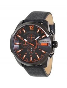 Diesel DZ4291 Chief Series Men's Chronograph Black Dial Watch Black leather Band