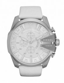 Diesel DZ4292 Master Chief Series Men's Chronograph White Dial Watch White leather Band