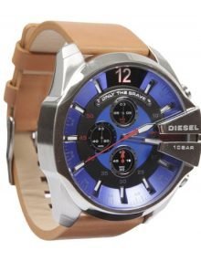 Diesel DZ4319 Mega Chief Blue Dial Tan leather Men's Watch