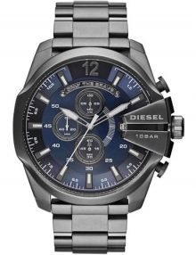 Diesel DZ4329 Mega Chief All Black Men's Chronograph Watch with Dark Blue Dial