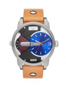 Diesel Mini Daddy DZ7308 Mens Blue and Black Dial Watch with Tan leather Strap