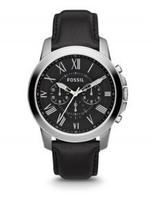 Fossil FS4812 Grant Chronograph Black Leather Watch