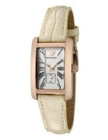 Emporio Armani AR0173 Classic White Dial White Leather Quartz Women's Watch