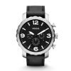 Fossil JR1436 Nate Black Chronograph Black Leather Men's Watch