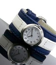 Marc by Marc Jacobs MBM1070 Ladies White Dial Watch with Blue&White Leather Strap
