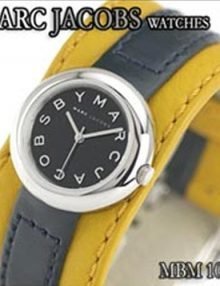 Marc by Marc Jacobs MBM1071 Ladies White Dial Watch with Yellow&Black Leather Strap