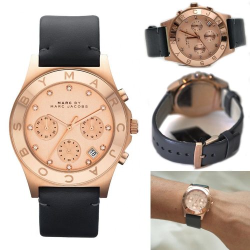 Marc Jacobs Blade Mbm1188 Rose Gold Womens' Leather Chronograph Watch-7720