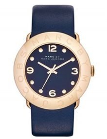 Marc By Marc Jacobs Amy MBM1224 Blue Dial&Leather Band Ladies Watch with Gold Case