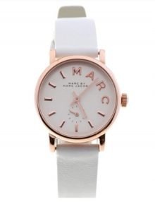 Marc Jacobs MBM1284 Baker Rose Gold Tone White Leather Analog Ladies Watch