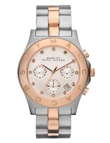 Marc Jacobs MBM3178 rose gold plated stainless steel Bezel Silver Dial Chronograph Ladies Watch