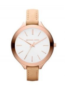 Michael Kors MK2284 Runway Rose Vachetta leather band ladies Watch