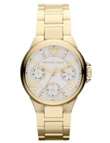 Michael Kors MK5759 Womens Mini Camille Silver Dial Watch with gold Tone Stainless Steel Band