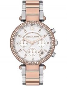 Michael Kors Ladies Two-Tone Rose Gold Chronograph Date Watch MK5820