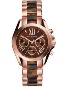 Michael Kors Mini Bradshaw Women's Brown Tortoise Two Toned MK5944 Watch-0