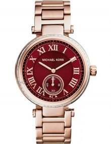 Michael Kors MK6086 Skylar Women's Red Dial Rose Gold Steel Ladies Watch