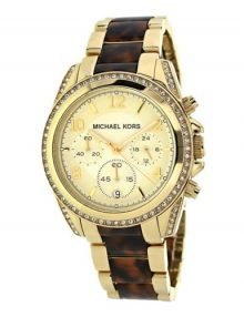Michael Kors MK6094 Ladies Blair Champagne Dial gold-Tone Tortoise-Shell Acetate Chronograph Watch